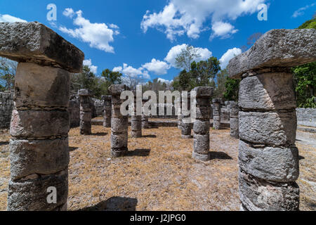 Grupo de las Mil Columnas, Columnada norte ("gruppo di mille colonne, la colonna del Nord'), Chichén Itzá (Messico) Foto Stock