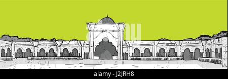 La Moschea Nabawi Costruzione di religione musulmana del Ramadan Kareem Santo Mese Illustrazione Vettoriale