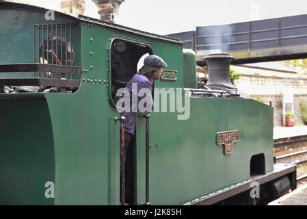 Matlock, Derbyshire, Regno Unito. Il 29 aprile 2017. Il treno a vapore "Jennifer" sulla rampa di picco in Matlock, Derbyshire. Credito: Matteo Chattle/Alamy Live News Foto Stock