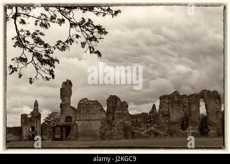 Sherborne vecchio castello Sherborne, Dorset, Regno Unito in aprile - tonica Foto Stock