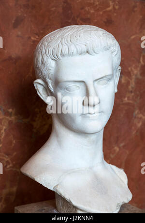 Caligola. Testa di marmo dell'Imperatore Gaio Giulio Cesare Augusto Germanicus (AD 12-AD 41), c.39-40 ANNUNCIO Foto Stock