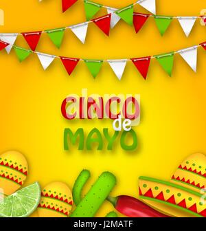Holiday celebrazione poster per il Cinco De Mayo Illustrazione Vettoriale