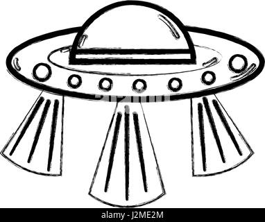 La figura gli UFO nella galassia di spazio e misteriosa creazione Illustrazione Vettoriale