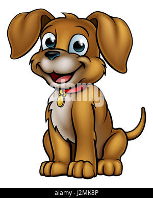 Friendly cartoon cane carattere mascotte Foto Stock