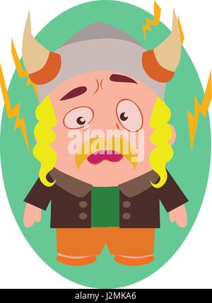 Carino, fresco e divertente Viking Avatar di piccola persona personaggio dei fumetti nel vettore di Piana Illustrazione Vettoriale