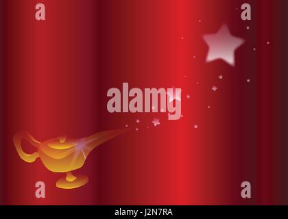 La magia lampada da Le Mille e Una notte come un rosso backgropund Illustrazione Vettoriale