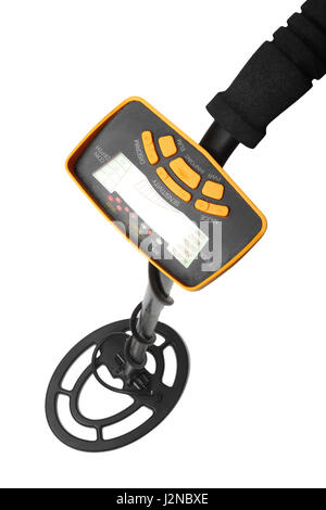 Il rilevatore di metalli closeup su uno sfondo bianco. Essa è isolata, il lavoratore di percorsi è presente Foto Stock