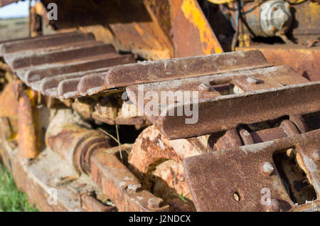 Abbandonate abbandonate trattore cingolato Flamborough East Yorkshire Regno Unito Foto Stock