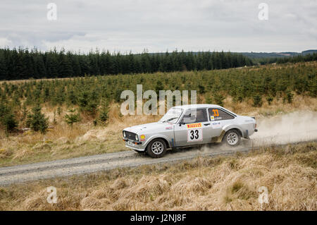 Wark, Regno Unito - 29 Aprile 2017: Rally Car prendendo parte alla Pirelli International Rally 2017 (Sezione Storica). Autista John Hepworth e Co-Driver Andrew Trollope in una Ford Escort. Foto Stock