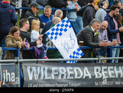 Doncaster, Regno Unito. 30 apr, 2017. I giovani cavalieri Doncaster ventola. Doncaster Knights v London Irish nel Green King IPA Campionato Play Off prima gamba al parco del castello, 30/04/2017 KO 2:45pm. Credito: Stephen Buckley/Alamy Live News Foto Stock