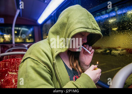 Autobus Lothian, Anti sociale sparare Foto Stock