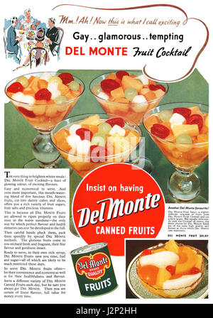 1939 British pubblicità per Del Monte conserve di cocktail di frutta. Foto Stock