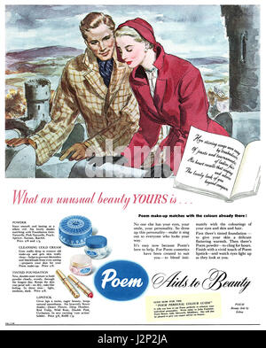 1950 British pubblicità per la Poesia cosmetici da Icilma. Foto Stock