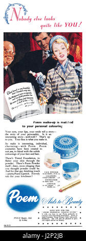 1950 British pubblicità per la Poesia cosmetici da Icilma. Foto Stock