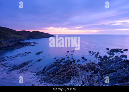 Spiaggia di Rockham e Morte punto sulla North Devon Coast al crepuscolo, Inghilterra. Foto Stock