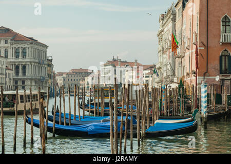 Pomeriggio a molla sul Canal Grande a Venezia. Foto Stock