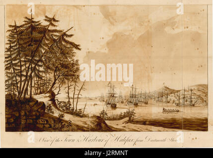 Questa immagine, proveniente dalla New York Public Library, presenta una vista panoramica di Halifax e del suo porto, vista dalla riva di Dartmouth, che mostra il patrimonio marittimo del porto cityâ. Foto Stock