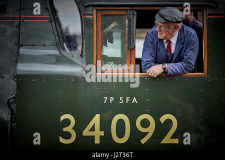 Inclinazione pilota a finestra sul ELR East Lancashire Railway, un patrimonio conservato in linea Bury Greater Manchester, Foto Stock