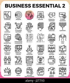 Business concetto essenziale linea dettagliata set di icone in linea moderna icona del concetto di stile per ui, ux, web design app Illustrazione Vettoriale