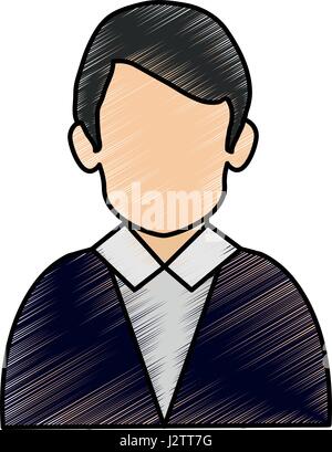 Matita colorata immagine corpo metà uomo senza volto con tuta executive Illustrazione Vettoriale