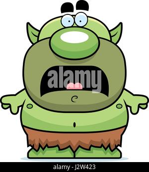 Un cartoon illustrazione di un goblin cercando spaventata. Illustrazione Vettoriale
