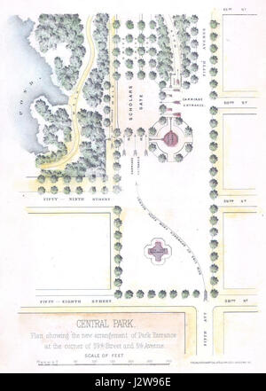 1869 Knapp mappa dell'angolo sud-est di Central Park (Grand Army Plaza New York City - Geographicus - CentralParkSW-centralpark-1869 Foto Stock