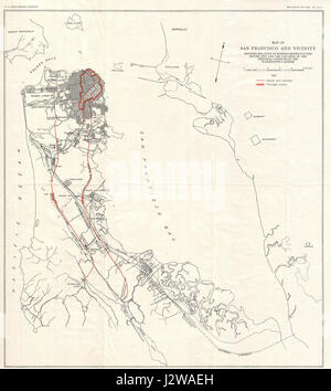 1907 Indagine geologica Mappa di San Francisco Peninsula dopo 1906 Terremoto - Geographicus - Sanfrancisco-geologicalsurvey-1906 Foto Stock