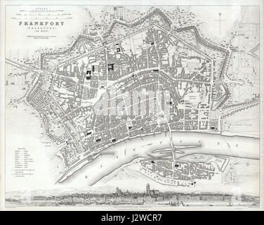 1837 S.D.U.K. Mappa della città o il piano di Francoforte, Germania - Geographicus - Frankfurt-SDUK-1837 Foto Stock