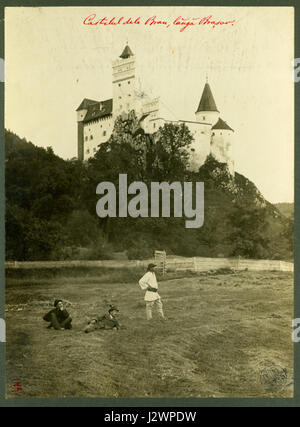 Il castello di Bran, situato in Romania, è noto come il castello di Dracula a causa della sua associazione con il romanzo di Bram Stokerâ. Si trova al confine tra le regioni della Transilvania e della Valacchia ed è un sito storico con un ricco patrimonio culturale. L'architettura del castello è medievale ed è stato un simbolo della storia e del folklore rumeni. Foto Stock