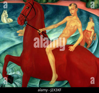 Il bagno di un cavallo rosso (Petrov-Vodkin) Foto Stock