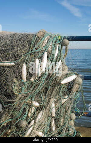 Reti da pesca del Regno Unito di essiccazione Foto Stock