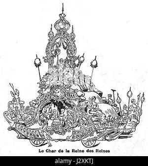 Char de la Reine des reines de Paris 1906 - Dessin Foto Stock