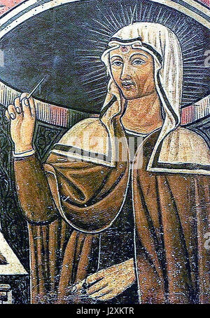 Santa Rita da Cascia era una santa italiana, nota per la sua devozione, umiltà e vita di preghiera. Spesso indicata come la santa patrona delle cause impossibili, è venerata per la sua compassione e la sua forza spirituale, in particolare nel superare le avversità personali. Foto Stock