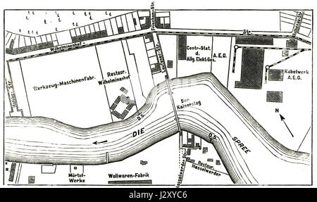 Berlin Oberschoeneweide Kaisersteg Lageplan Foto Stock