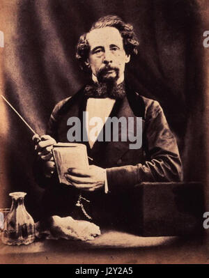 Herbert Watkinsâ€™ 1858 ritratto di Charles Dickens cattura il famoso scrittore britannico durante i suoi ultimi anni. Questo lavoro riflette l'eredità letteraria del authorâ e l'importanza della letteratura vittoriana. Foto Stock