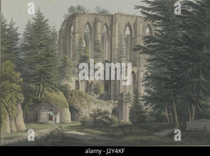 Questo titolo si riferisce a un'immagine delle rovine del monastero di Oybin, situate in Germania. Il monastero era un tempo un importante sito religioso e ora si erge come punto di riferimento storico e architettonico. Foto Stock