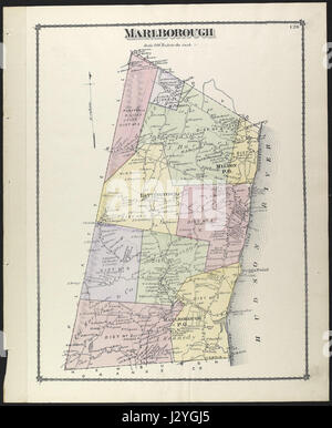 Questa mappa della contea di Ulster offre una vista dettagliata della contea di Ulster, New York. Presenta un'istantanea delle caratteristiche geografiche e delle proprietà della zona durante la fine del XIX secolo. Foto Stock