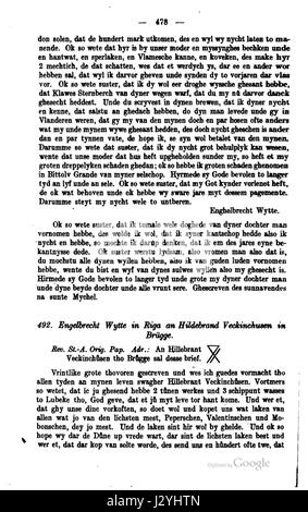 Ciò si riferisce alla corrispondenza (Briefwechsel) tra Hildebrand e Veckinchusen, una raccolta storica di lettere o comunicazioni tra queste due figure, che probabilmente forniscono informazioni sui loro scambi personali o professionali durante il periodo. Foto Stock