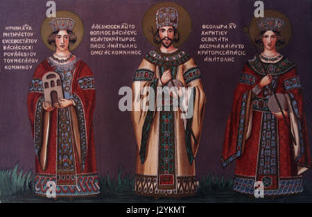 Alexios III di Trebisonda tra sua madre e la sua moglie Foto Stock
