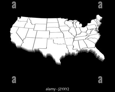 3D white mappa degli Stati Uniti d'America Foto Stock
