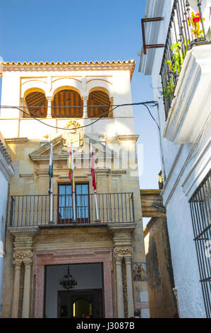 Mayorazgo Palace di Arcos de la Frontera, bianche città dell'Andalusia, provincia di Cádiz, Spagna Foto Stock