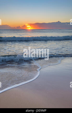 Un'immagine verticale di un tramonto su un East Coast Beach a metà del NSW, Australia Foto Stock