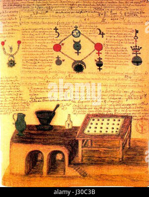 L'Alchimie de Flamel si riferisce agli scritti alchemici attribuiti allo studioso e alchimista francese medievale Nicolas Flamel, esplorando le sue teorie e pratiche nella ricerca della pietra filosofale. Foto Stock