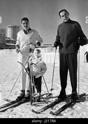 Fausto Coppi, Giulia Occhini e il loro figlio 1959 Foto Stock