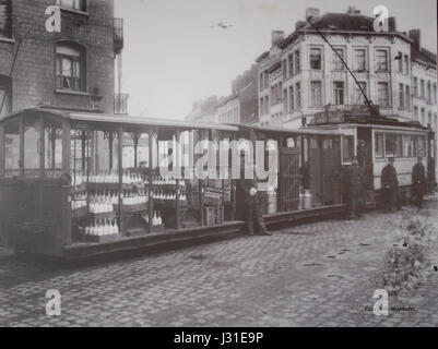 Il Museo della funivia di Bruxelles 31 mostra la storia del trasporto in tram a Bruxelles, con tram storici, mostre sullo sviluppo del sistema tranviario della città e l'evoluzione del trasporto pubblico urbano. Foto Stock