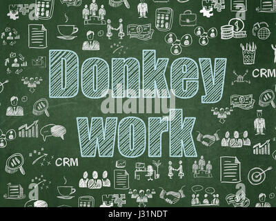 Il concetto di business: Asino lavoro sulla scuola di sfondo della scheda Foto Stock