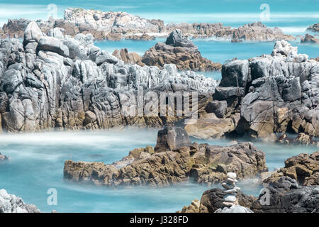 Spiaggia rocciosa a stato Asilomar Beach. Foto Stock