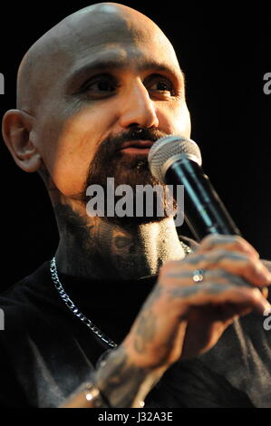 Attore americano Robert La Sardo assiste Tattoo Convention di Lione Foto Stock