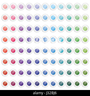 88 di alta qualità in vetro colorato info-pulsanti grafici. Tutti gli isolati. Foto Stock