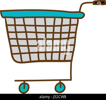 Luce colorata disegnata a mano silhouette di supermercato carrello Illustrazione Vettoriale